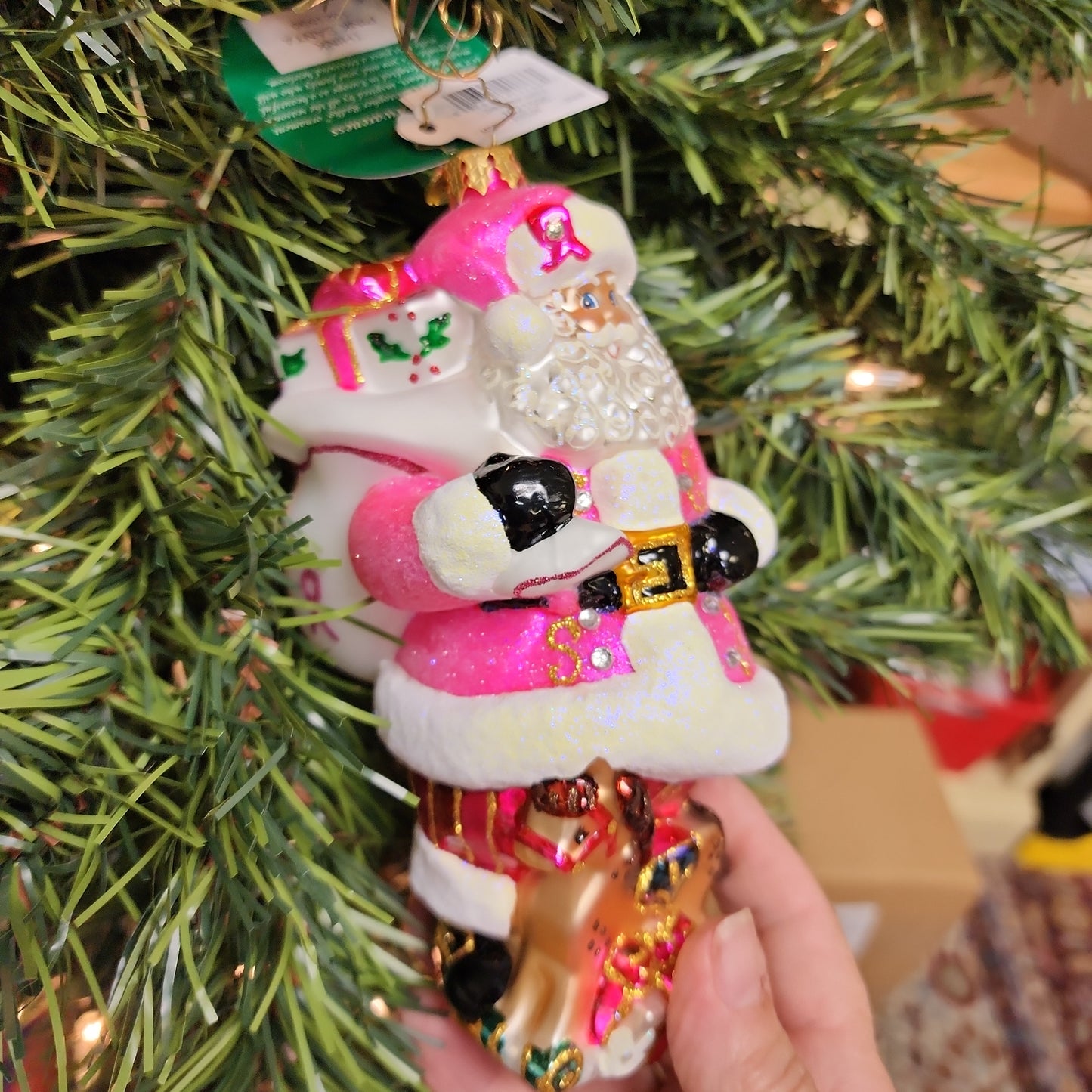 Ornament Think Pink Santa Christopher Radko