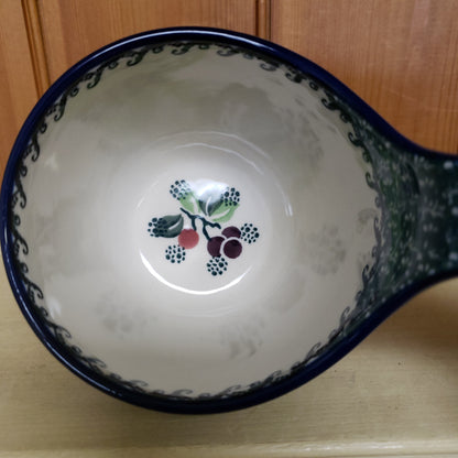 Bowl w/ Loop Handle ~ 16 oz 845-1415X Burgundy Berry  Green