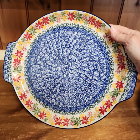 Platter ~ Round w/ Handles ~ 11.75" 152-2533X Maple Harvest