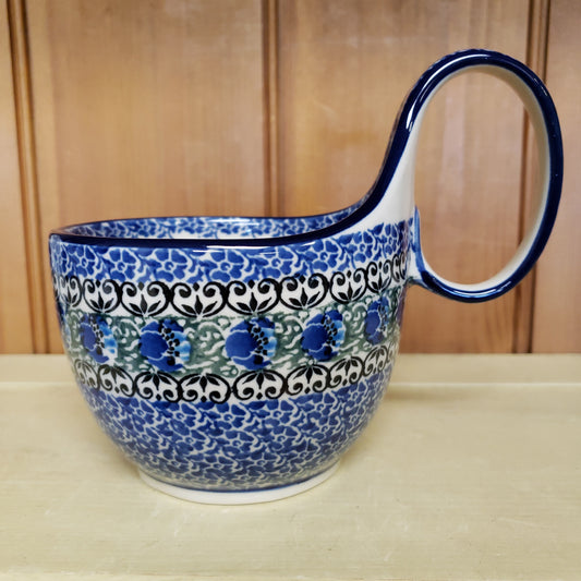 Bowl w/ Loop Handle ~ 16 oz 845-1513X Peacock Feather