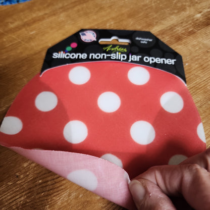 Silicone Jar opener ~ Red w/ white dots ~ 6.5" round