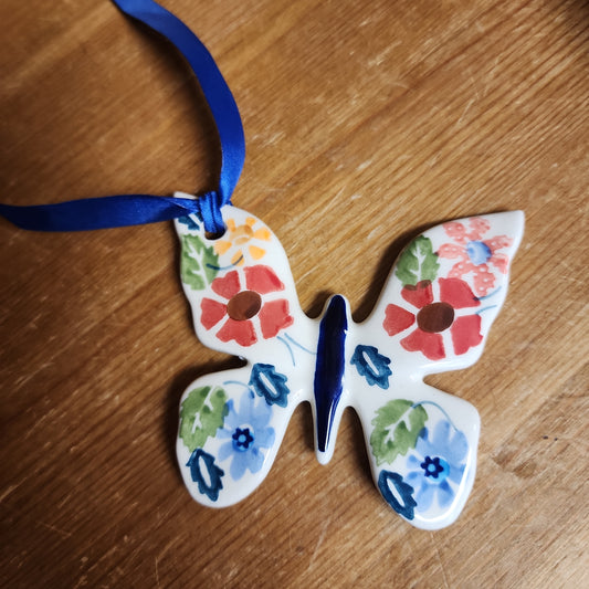 Butterfly Figurine red flowers