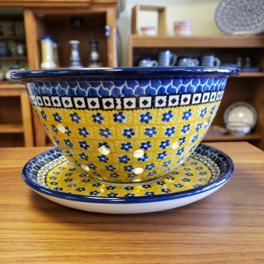 Berry Bowl w/ Saucer ~ 8"W 470-0859X ~ Sunburst pf0424