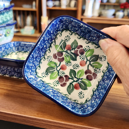 Bowl ~ Square Ramekin ~ 3.75" 428-1418X ~ Burgandy Berry Blue pf0424