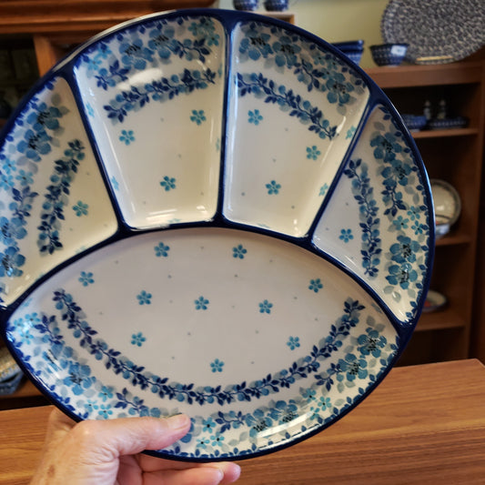 Dish ~ Divided ~ 10" 498-2642X ~ Blue Flax Flower pf0424