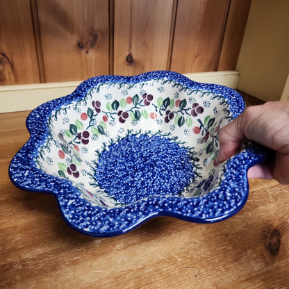 Bowl ~ Petal Edge 796-1418X ~ Burgandy Berry Blue pf0424