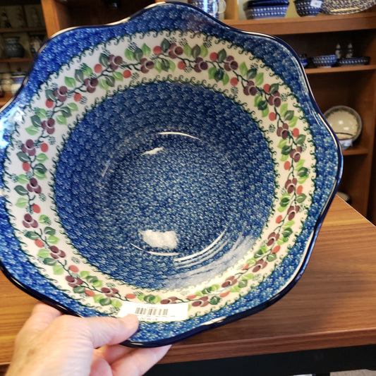 Bowl ~ Wavy Edge ~ Large ~ 12" 693-1418X ~ Burgandy Berry Blue pf0424