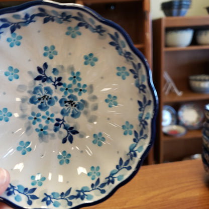 Bowl ~ Scalloped ~ 4.5" 23-2642X ~ Blue Flax Flower pf0424