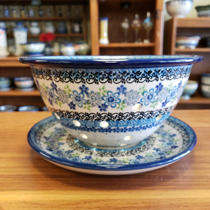 Berry Bowl w/ Saucer ~ 8"W 470-2633X ~ Flower Works pf0424