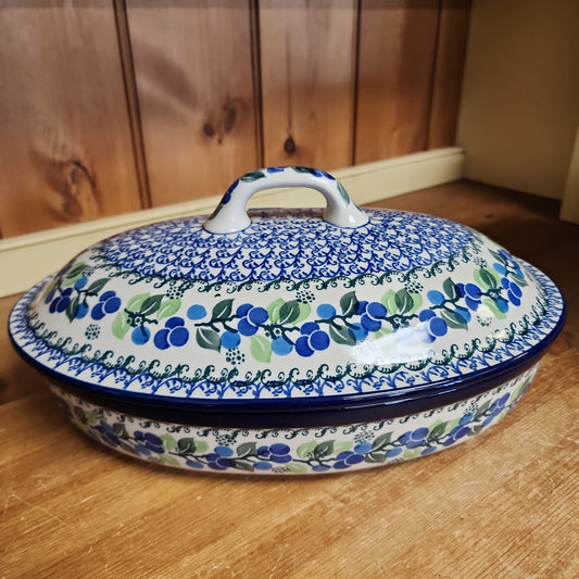 Baker ~ Covered Oval ~ Medium A18-1416X ~ Blue Berries pf0424