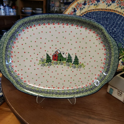 Platter ~ Oval ~ 11.5" x 15.5" 684-U5037 ~ U4 RED & GREEN  pf0424