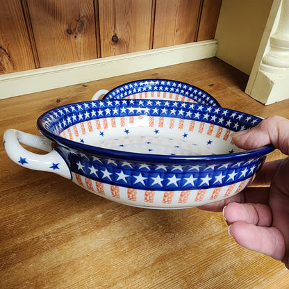 Baker ~ Round w/ Handles ~ 8" 419-0179X  Stars and Stripes pf0608