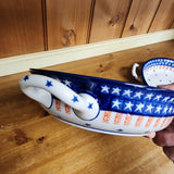 Baker ~ Round w/ Handles ~ 8" 419-0179X  Stars and Stripes pf0608