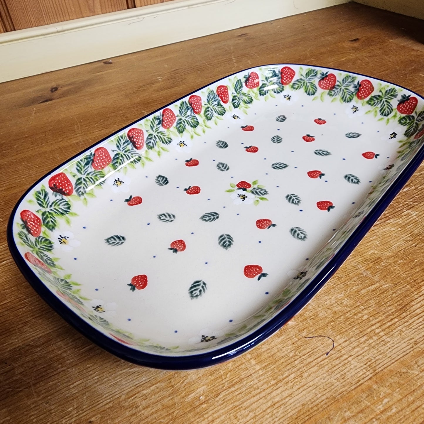 Tray ~ Shallow Rectangular ~ Small 392-2709X  Strawberry Field (10" x 6" x 1.25") pf0608