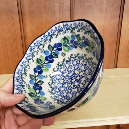 Bowl ~ Wavy Edge ~ 5.75" A54-1416X  Blue Berries pf0608