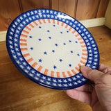 Plate ~ 7.75" 086-0179X  Stars and Stripes pf0608 Dessert Plate