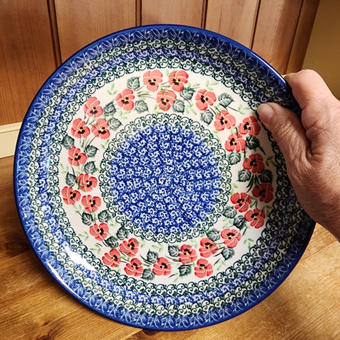 Plate ~ Rimmed ~ 9" 302-2538X  Red Pansy pf0608