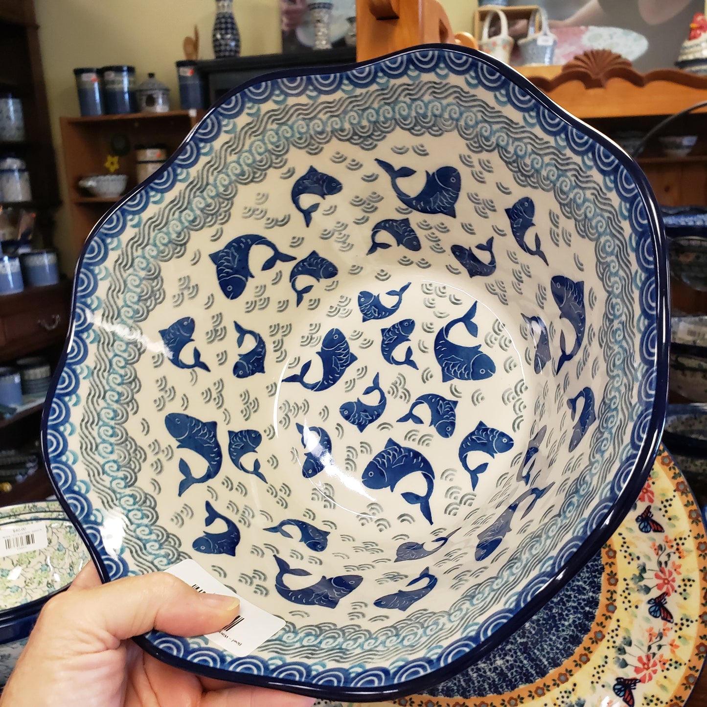 Bowl ~ Wavy Edge ~ Medium ~ 10" 692-2372 Deep Blue Sea pf0424