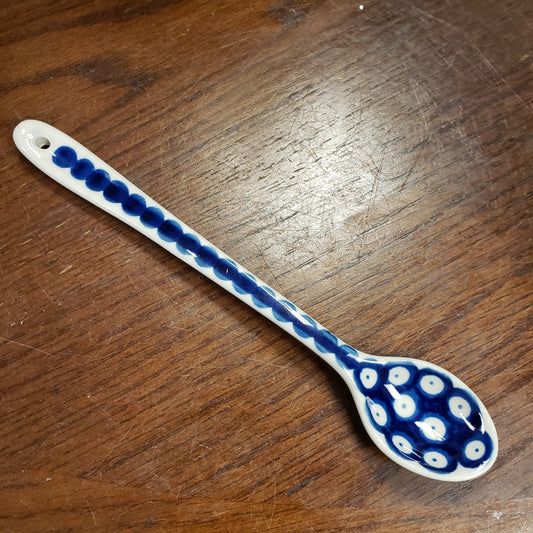 Spoon long (7") blue dots