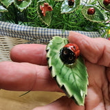 Swedish Ceramic leaf Ladybug leaf