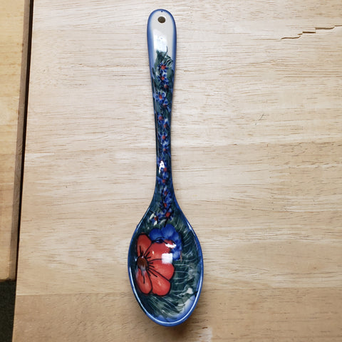 Spoon 8" Red flower serving