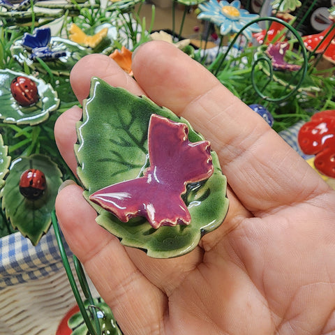 Swedish Ceramic Purple Butterfly leaf