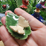 Swedish Ceramic cream Butterfly leaf