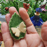 Swedish Ceramic cream Butterfly leaf