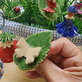 Swedish Ceramic cream Butterfly leaf