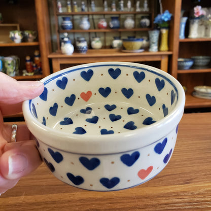 Bowl ~ Ramekin 4" One red heart