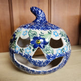 Pumpkin Jack o lantern 5" floral blue