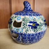 Pumpkin Jack o lantern 5" floral blue