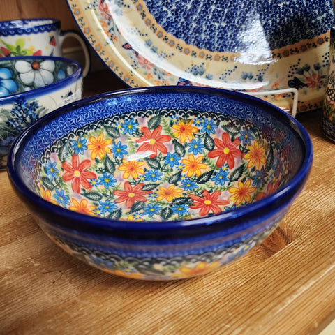 Bowl red/yellow flowers 6" #2