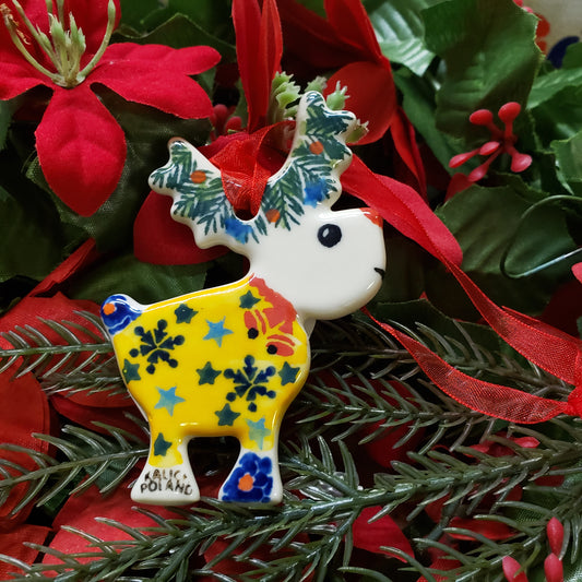 Ornament Reindeer Yellow Flat