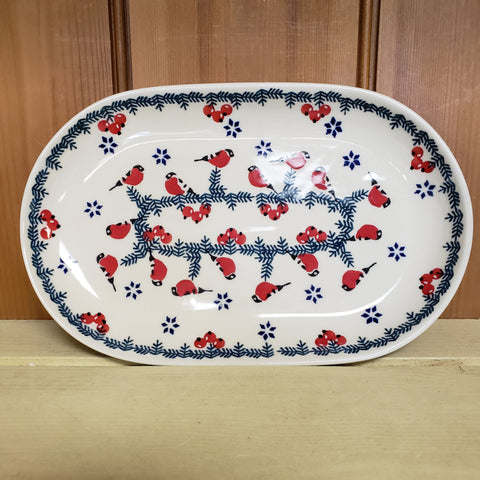 Platter Oval Red Birds 9" x 6"