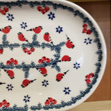 Platter Oval Red Birds 9" x 6"