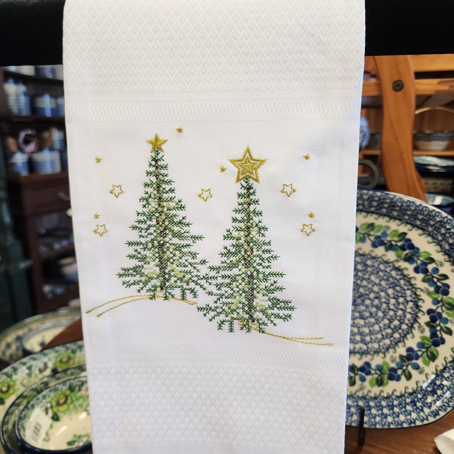 Towel - Pine embroidered  Tea towel