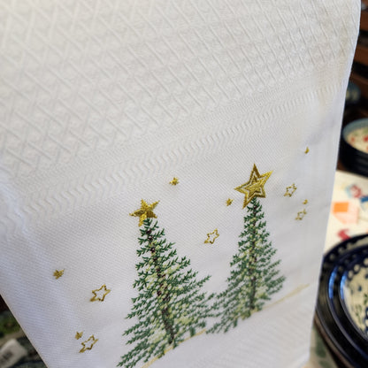 Towel - Pine embroidered  Tea towel