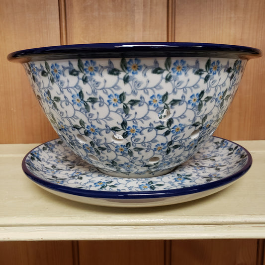 Berry Bowl w/ Saucer   8"W   2089X ~ Forget Me Knots  PF1024