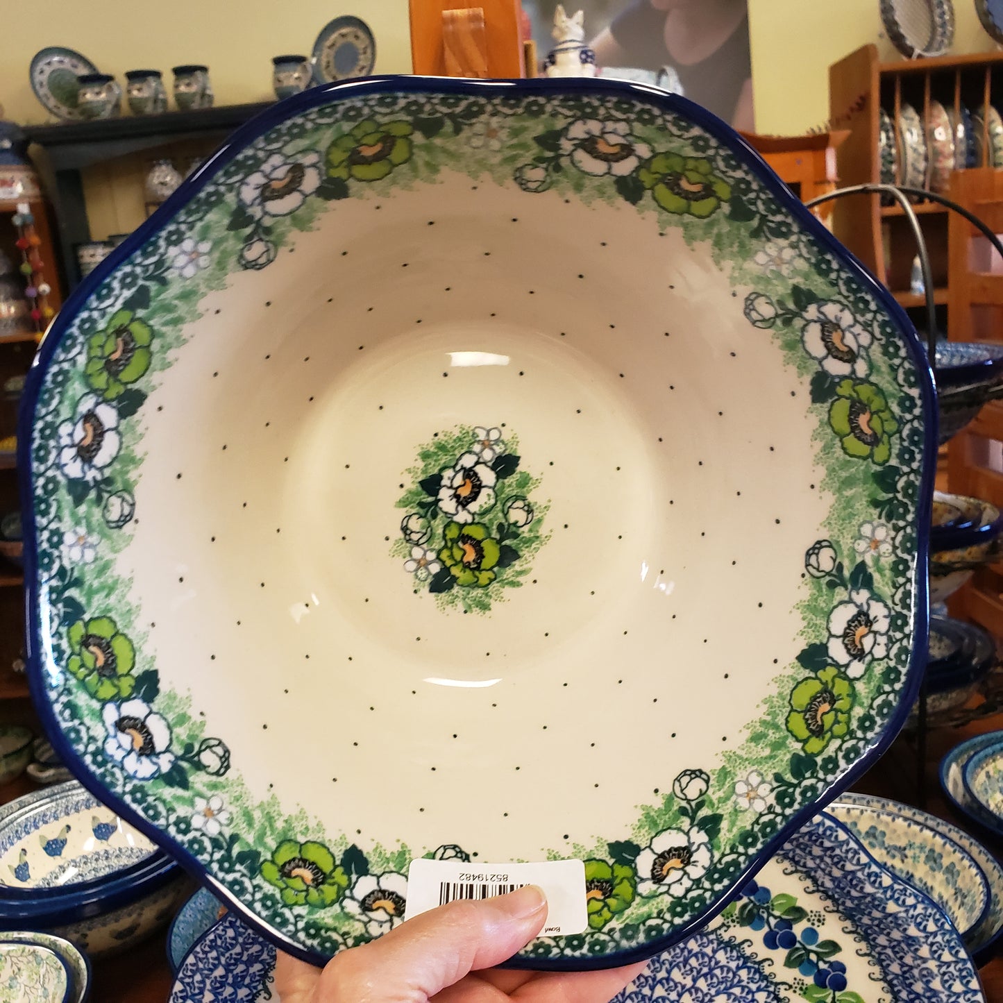 Bowl   Wavy Edge   Medium   10" 2320X ~ Green Poppies  PF1024