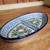 Dish   Divided Oval   Small  1734X ~ Holly Berry  PF1024