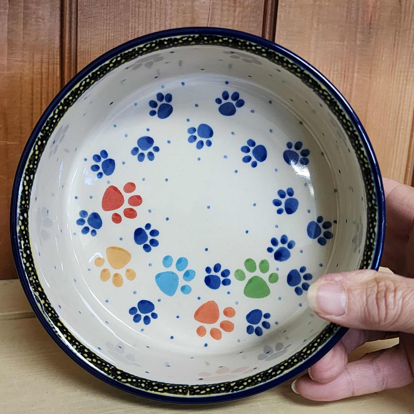 Pet Dish ~ 6" Ramekin 6"   Large   1769X ~ Paw Prints  PF1024