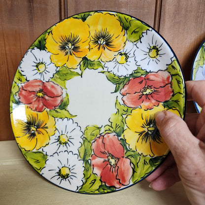 Plate ~ 7.5"Yellow red white Moja dessert plate