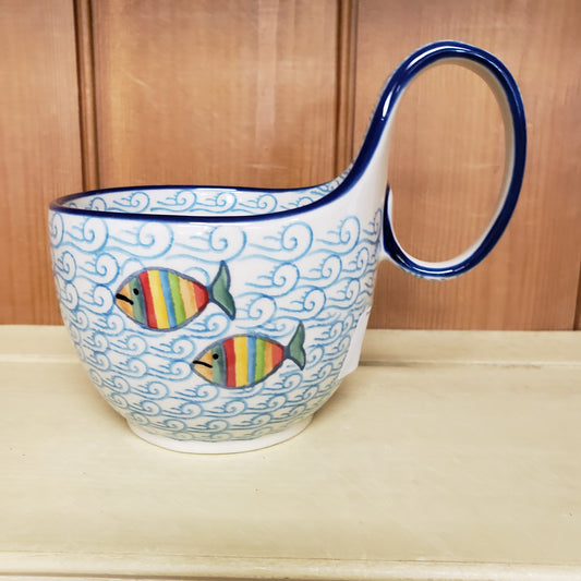 Bowl w/ Loop Handle   16 oz   2540X ~ Rainbow Fish  PF1024