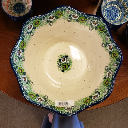 Bowl   Wavy Edge   Large   12" 2320X ~ Green Poppies  PF1024