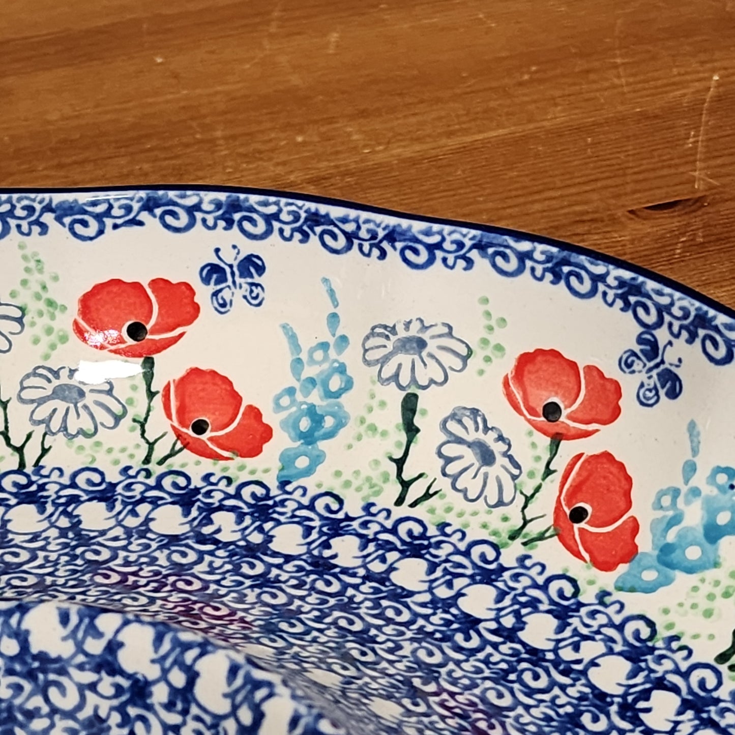 Bowl   Fluted Vegetable   2901X ~ Red Poppy Garden  PF1024