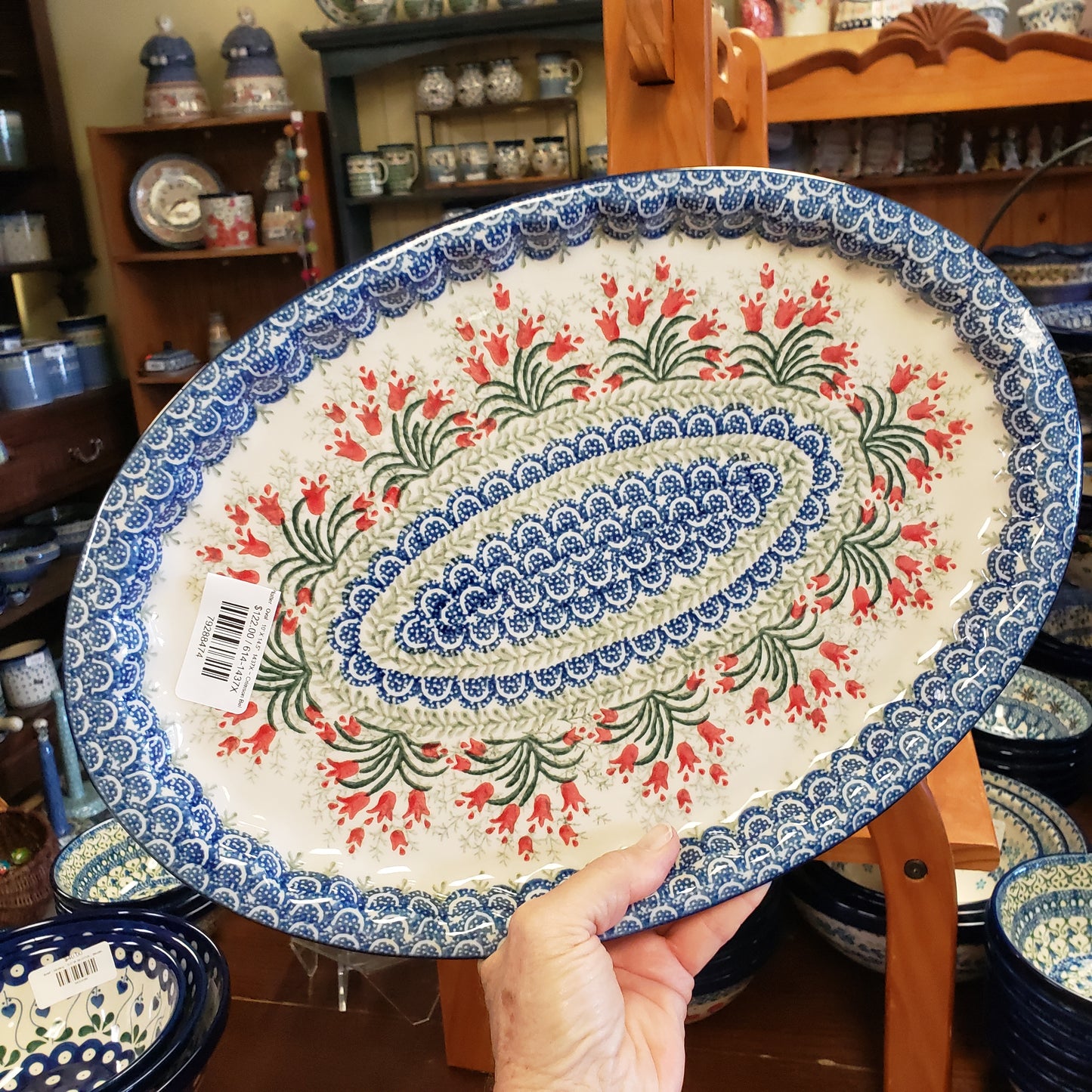 Platter   Oval   10' X 14.5"  1437X ~ Crimson Bells  PF1024