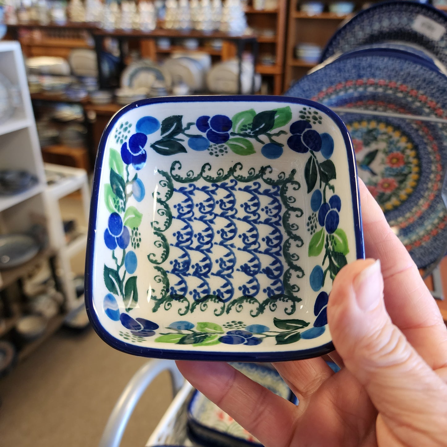 Bowl   Square Ramekin   3.75"  1416X ~ Blue Berries  PF1024