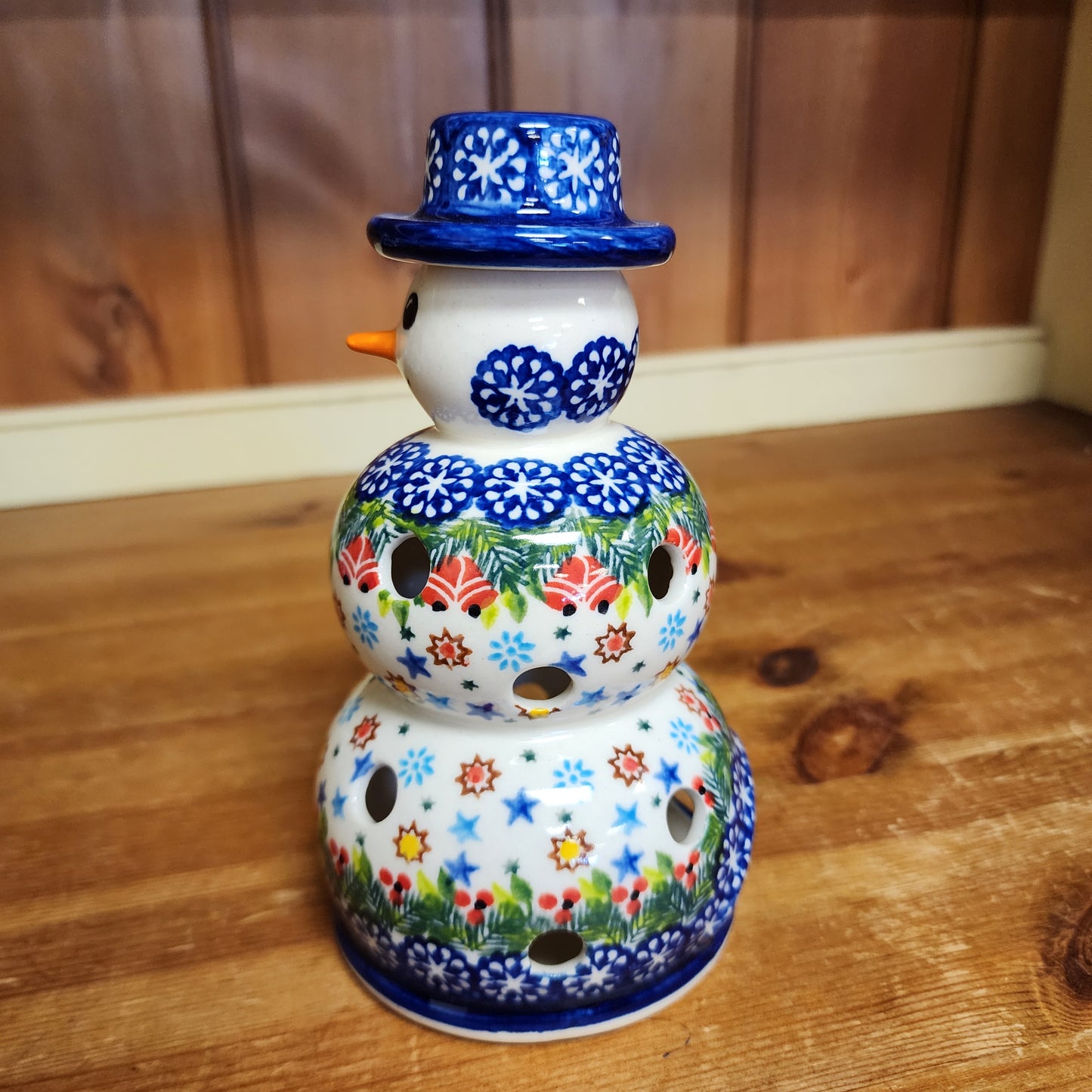 Snowman Luminary 6.5" Bells and pine