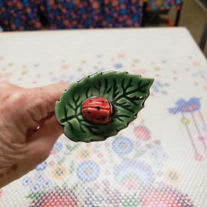 Swedish Ceramic Ladybug on leaf